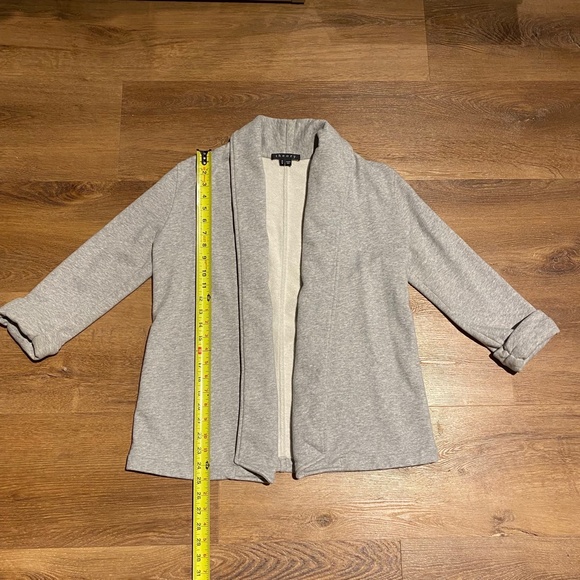 Theory Ashby Raj Grey Open Front Sweatshirt Cardigan 3/4 Sleeve Size M Sweater - Picture 7 of 12